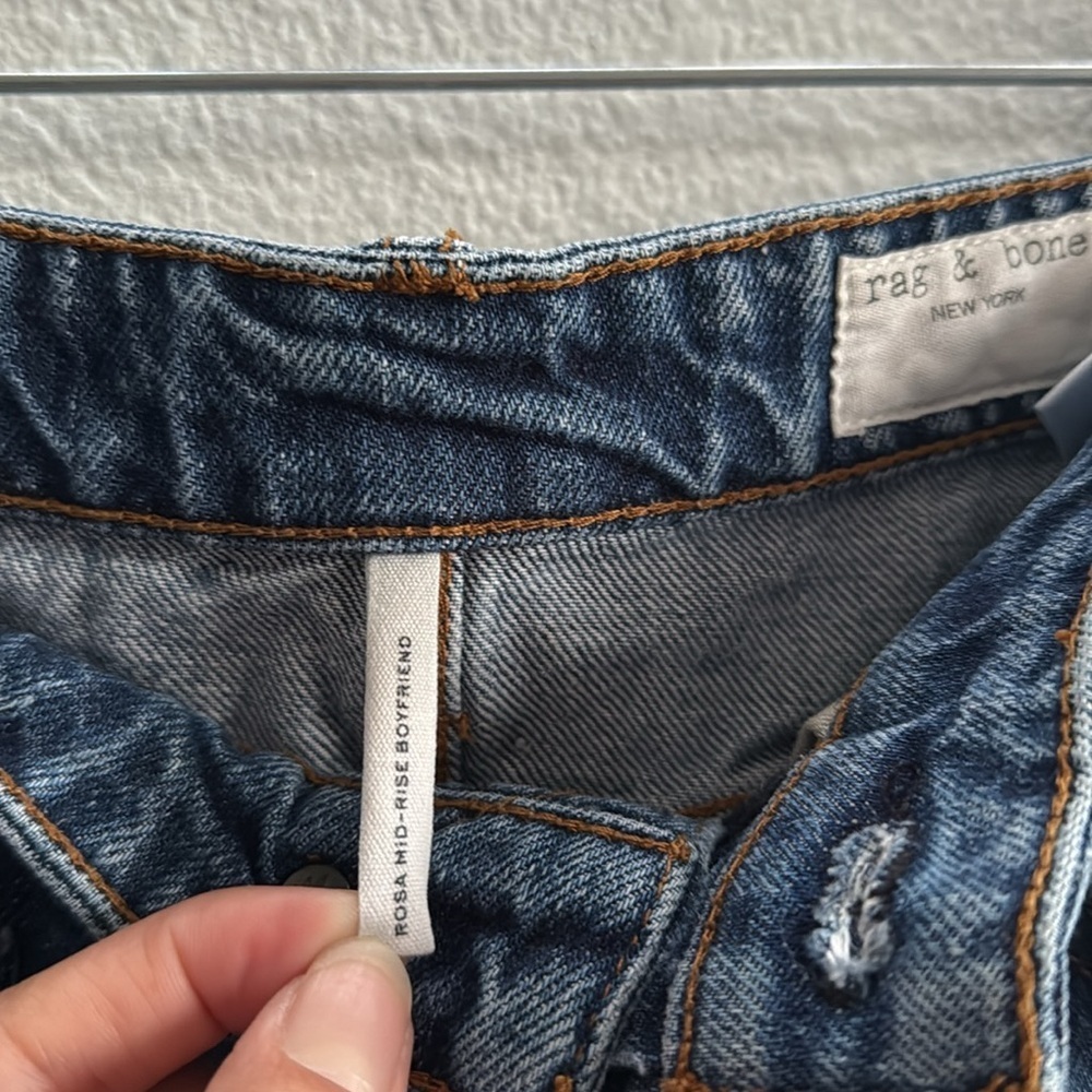 Rag & Bone Organic Cotton Blend Rosa Mid-Rise Boyfriend Jeans Size 26 - Picture 6 of 9